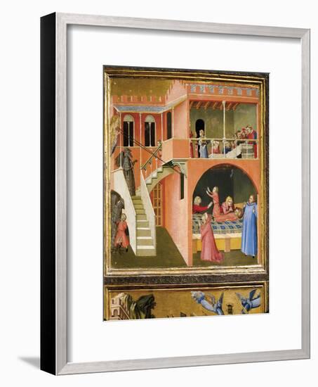 Miracle of St. Nicholas Reviving Boy Posed by Demon-Ambrogio Lorenzetti-Framed Giclee Print