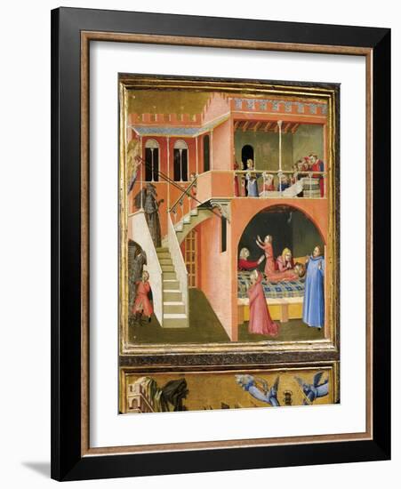 Miracle of St. Nicholas Reviving Boy Posed by Demon-Ambrogio Lorenzetti-Framed Giclee Print