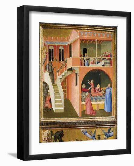 Miracle of St. Nicholas Reviving Boy Posed by Demon-Ambrogio Lorenzetti-Framed Giclee Print