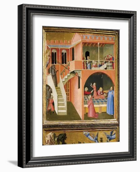 Miracle of St. Nicholas Reviving Boy Posed by Demon-Ambrogio Lorenzetti-Framed Giclee Print