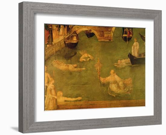 Miracle of the Cross at the Bridge of S. Lorenzo, Detail of Monks Swimming, 1500 (Tempera on Canvas-Gentile Bellini-Framed Giclee Print