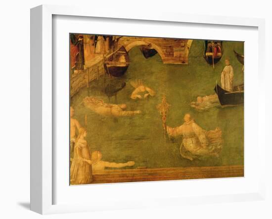 Miracle of the Cross at the Bridge of S. Lorenzo, Detail of Monks Swimming, 1500 (Tempera on Canvas-Gentile Bellini-Framed Giclee Print