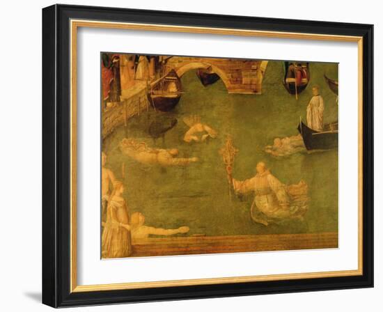 Miracle of the Cross at the Bridge of S. Lorenzo, Detail of Monks Swimming, 1500 (Tempera on Canvas-Gentile Bellini-Framed Giclee Print