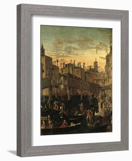 Miracle of the Relic of the True Cross at the Rialto Bridge Or the Healing of the Possessed Man-Vittore Carpaccio-Framed Giclee Print