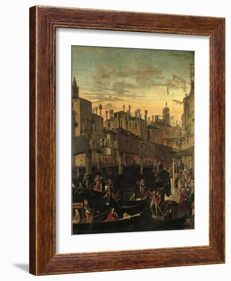 Miracle of the Relic of the True Cross at the Rialto Bridge Or the Healing of the Possessed Man-Vittore Carpaccio-Framed Giclee Print