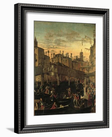 Miracle of the Relic of the True Cross at the Rialto Bridge Or the Healing of the Possessed Man-Vittore Carpaccio-Framed Giclee Print