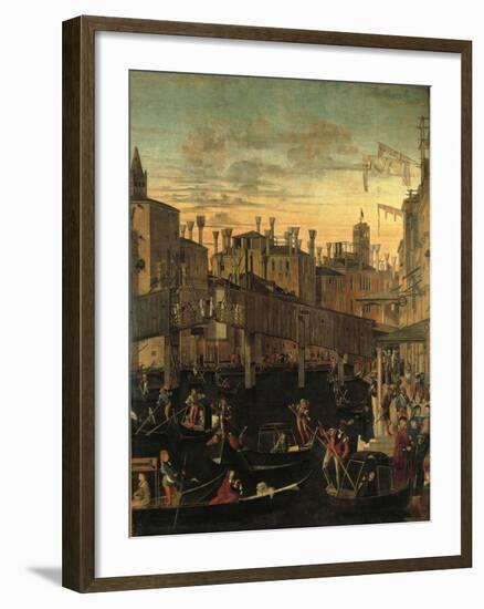 Miracle of the Relic of the True Cross at the Rialto Bridge Or the Healing of the Possessed Man-Vittore Carpaccio-Framed Giclee Print