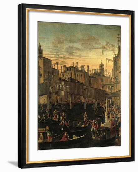 Miracle of the Relic of the True Cross at the Rialto Bridge Or the Healing of the Possessed Man-Vittore Carpaccio-Framed Giclee Print