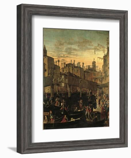 Miracle of the Relic of the True Cross at the Rialto Bridge Or the Healing of the Possessed Man-Vittore Carpaccio-Framed Giclee Print