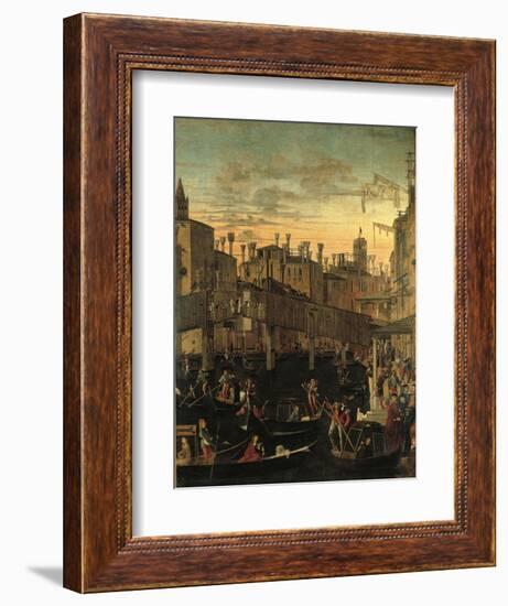 Miracle of the Relic of the True Cross at the Rialto Bridge Or the Healing of the Possessed Man-Vittore Carpaccio-Framed Giclee Print