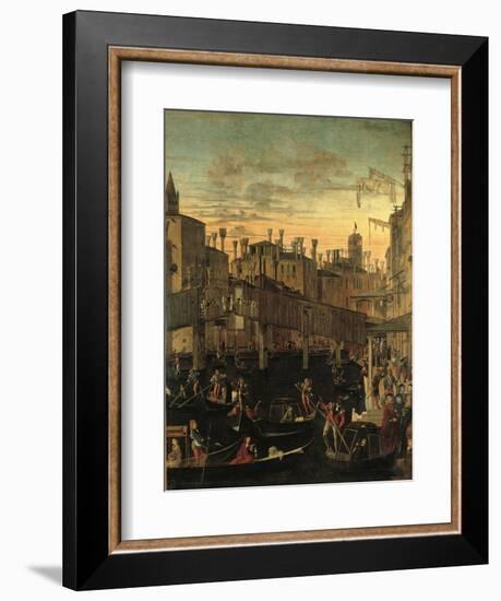 Miracle of the Relic of the True Cross at the Rialto Bridge Or the Healing of the Possessed Man-Vittore Carpaccio-Framed Giclee Print