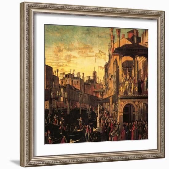 Miracle of the Relic of the True Cross at the Rialto Bridge or the Healing of the Possessed Man-Vittore Carpaccio-Framed Giclee Print