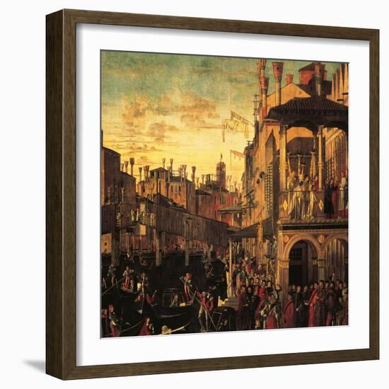 Miracle of the Relic of the True Cross at the Rialto Bridge or the Healing of the Possessed Man-Vittore Carpaccio-Framed Giclee Print