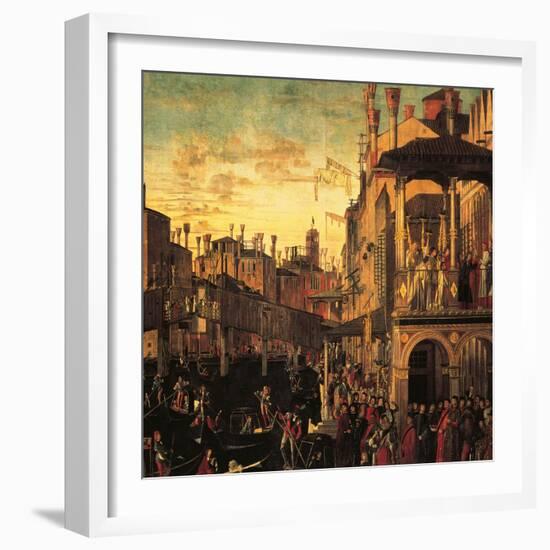 Miracle of the Relic of the True Cross at the Rialto Bridge or the Healing of the Possessed Man-Vittore Carpaccio-Framed Giclee Print