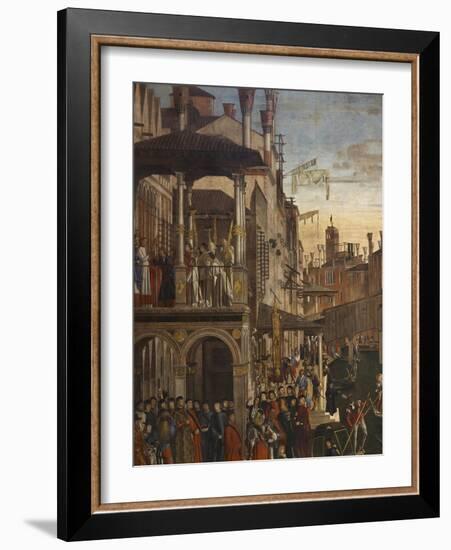 Miracle of the Relic of the True Cross at the Rialto Bridge or the Healing of the Possessed Man-Vittore Carpaccio-Framed Giclee Print