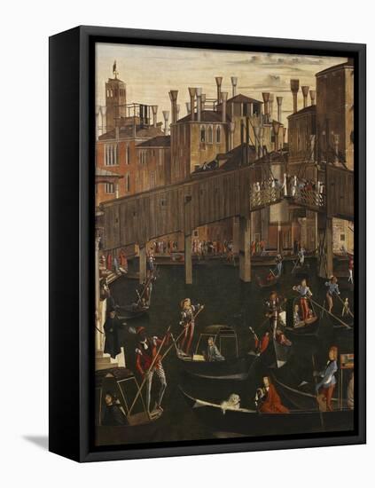 Miracle of the Relic of the True Cross at the Rialto Bridge or the Healing of the Possessed Man-Vittore Carpaccio-Framed Premier Image Canvas
