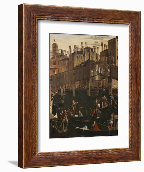 Miracle of the Relic of the True Cross at the Rialto Bridge or the Healing of the Possessed Man-Vittore Carpaccio-Framed Giclee Print