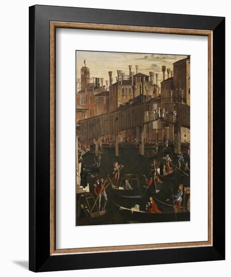 Miracle of the Relic of the True Cross at the Rialto Bridge or the Healing of the Possessed Man-Vittore Carpaccio-Framed Giclee Print