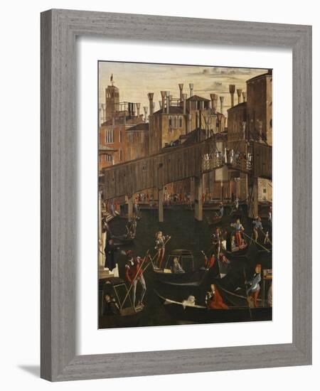 Miracle of the Relic of the True Cross at the Rialto Bridge or the Healing of the Possessed Man-Vittore Carpaccio-Framed Giclee Print