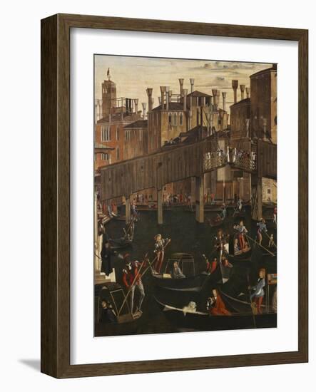 Miracle of the Relic of the True Cross at the Rialto Bridge or the Healing of the Possessed Man-Vittore Carpaccio-Framed Giclee Print