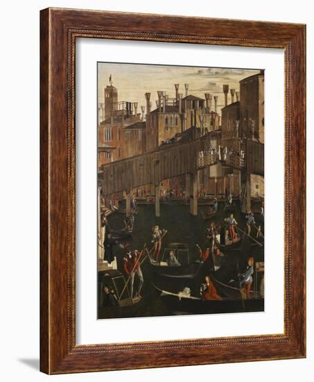 Miracle of the Relic of the True Cross at the Rialto Bridge or the Healing of the Possessed Man-Vittore Carpaccio-Framed Giclee Print