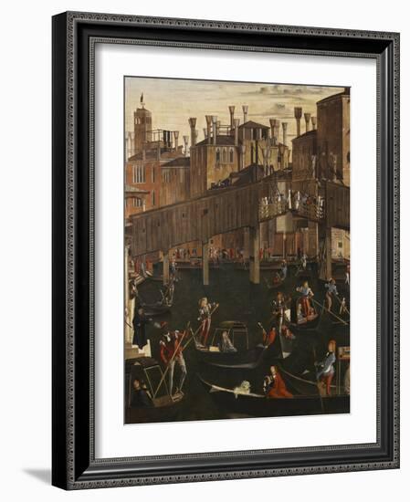 Miracle of the Relic of the True Cross at the Rialto Bridge or the Healing of the Possessed Man-Vittore Carpaccio-Framed Giclee Print