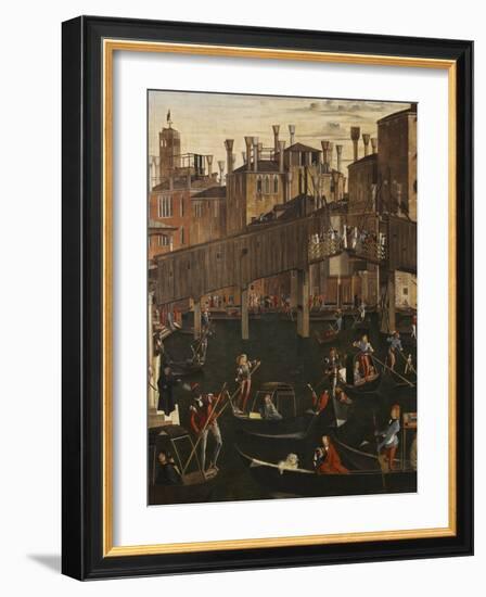 Miracle of the Relic of the True Cross at the Rialto Bridge or the Healing of the Possessed Man-Vittore Carpaccio-Framed Giclee Print