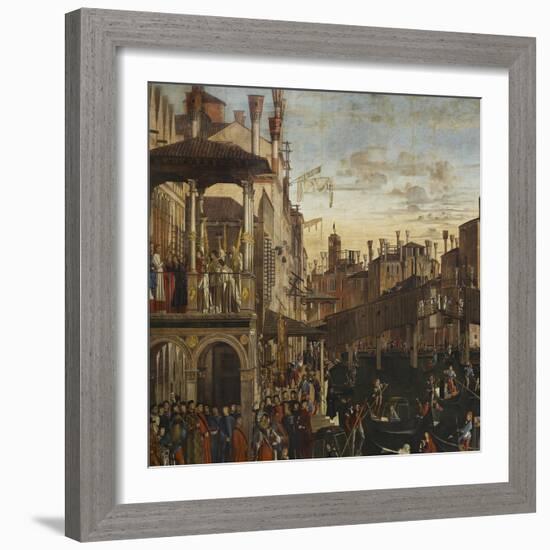 Miracle of the Relic of the True Cross at the Rialto Bridge or the Healing of the Possessed Man-Vittore Carpaccio-Framed Giclee Print