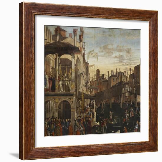 Miracle of the Relic of the True Cross at the Rialto Bridge or the Healing of the Possessed Man-Vittore Carpaccio-Framed Giclee Print