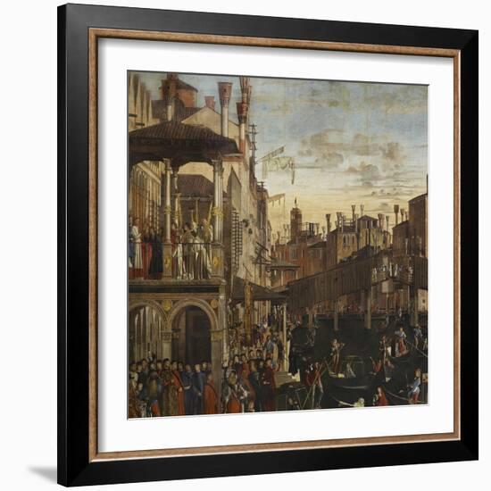 Miracle of the Relic of the True Cross at the Rialto Bridge or the Healing of the Possessed Man-Vittore Carpaccio-Framed Giclee Print