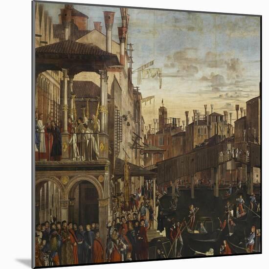 Miracle of the Relic of the True Cross at the Rialto Bridge or the Healing of the Possessed Man-Vittore Carpaccio-Mounted Giclee Print