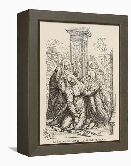 Miraculous Heart Transplant Saint Catherine of Siena Exchanges Hearts, Temporarily, with Jesus-null-Framed Premier Image Canvas