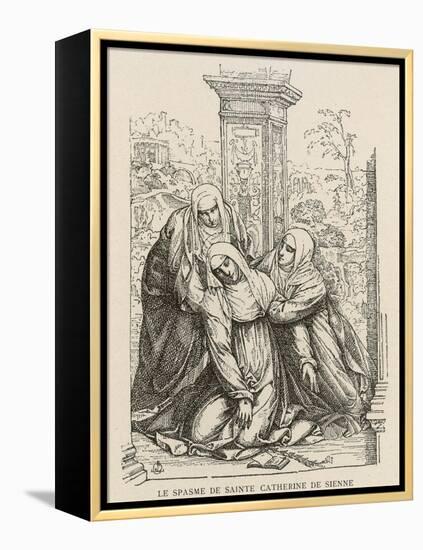 Miraculous Heart Transplant Saint Catherine of Siena Exchanges Hearts, Temporarily, with Jesus-null-Framed Premier Image Canvas