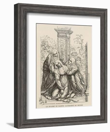 Miraculous Heart Transplant Saint Catherine of Siena Exchanges Hearts, Temporarily, with Jesus-null-Framed Photographic Print