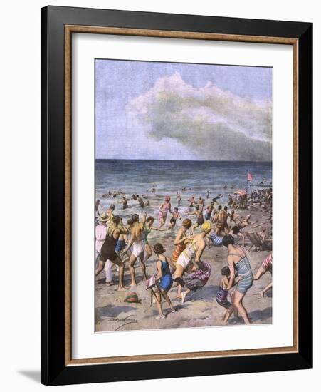 Mirage on the Beach-Achille Beltrame-Framed Art Print