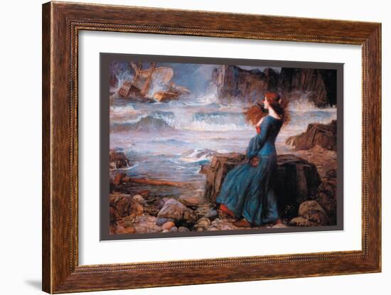 Miranda and the Tempest-John William Waterhouse-Framed Art Print