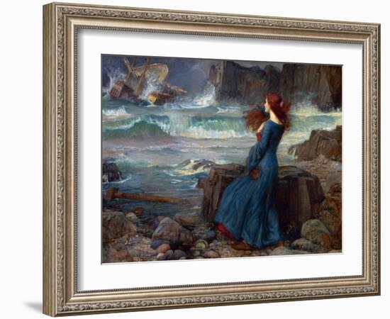 Miranda - the Tempest (Shakespeare) - Peinture De John William Waterhouse, (1849-1917), 1916 - Oil-John William Waterhouse-Framed Giclee Print