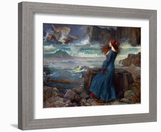 Miranda - the Tempest (Shakespeare) - Peinture De John William Waterhouse, (1849-1917), 1916 - Oil-John William Waterhouse-Framed Giclee Print