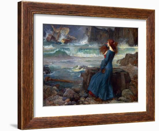 Miranda - the Tempest (Shakespeare) - Peinture De John William Waterhouse, (1849-1917), 1916 - Oil-John William Waterhouse-Framed Giclee Print