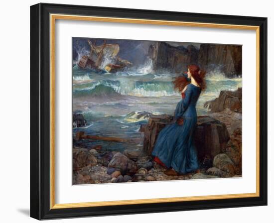 Miranda - the Tempest (Shakespeare) - Peinture De John William Waterhouse, (1849-1917), 1916 - Oil-John William Waterhouse-Framed Giclee Print