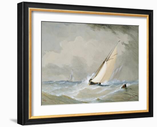 Miranda Working in from the Weilingen Light Ship in a Heavy Wind - Ostend 1880-Barlow Moore-Framed Giclee Print