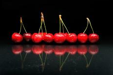 Cherries Against Black Background-mirceab-Framed Premier Image Canvas