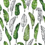 Tropical Watercolor Leaf Pattern-Mirifada-Framed Art Print