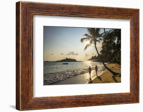 Mirissa Beach, Couple Taking a Romantic Walk under a Palm Tree at Sunset, South Coast-Matthew Williams-Ellis-Framed Photographic Print