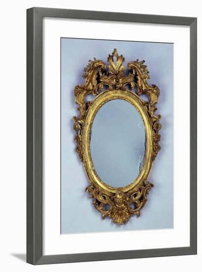 Mirror, Carved and Gilded Wood, Italy-null-Framed Giclee Print