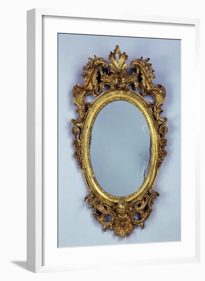 Mirror, Carved and Gilded Wood, Italy-null-Framed Giclee Print