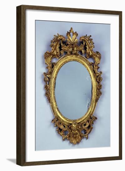 Mirror, Carved and Gilded Wood, Italy-null-Framed Giclee Print