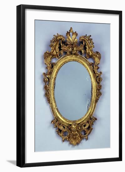 Mirror, Carved and Gilded Wood, Italy-null-Framed Giclee Print