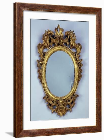 Mirror, Carved and Gilded Wood, Italy-null-Framed Giclee Print