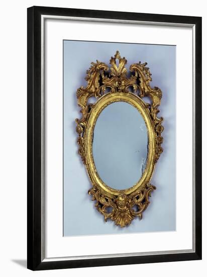 Mirror, Carved and Gilded Wood, Italy-null-Framed Giclee Print